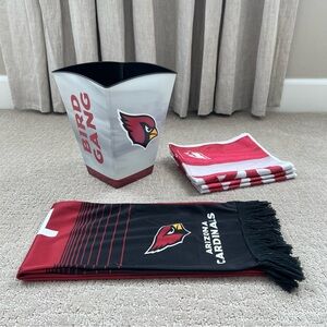 NFL Arizona Cardinals Game Day Bundle - Popcorn Bucket, Scarf, Rally Towels